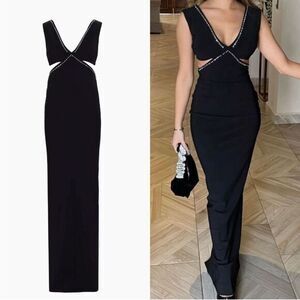 Chiara Boni La Petite Robe Silvina Embellished Cut-Out Gown Size US 10